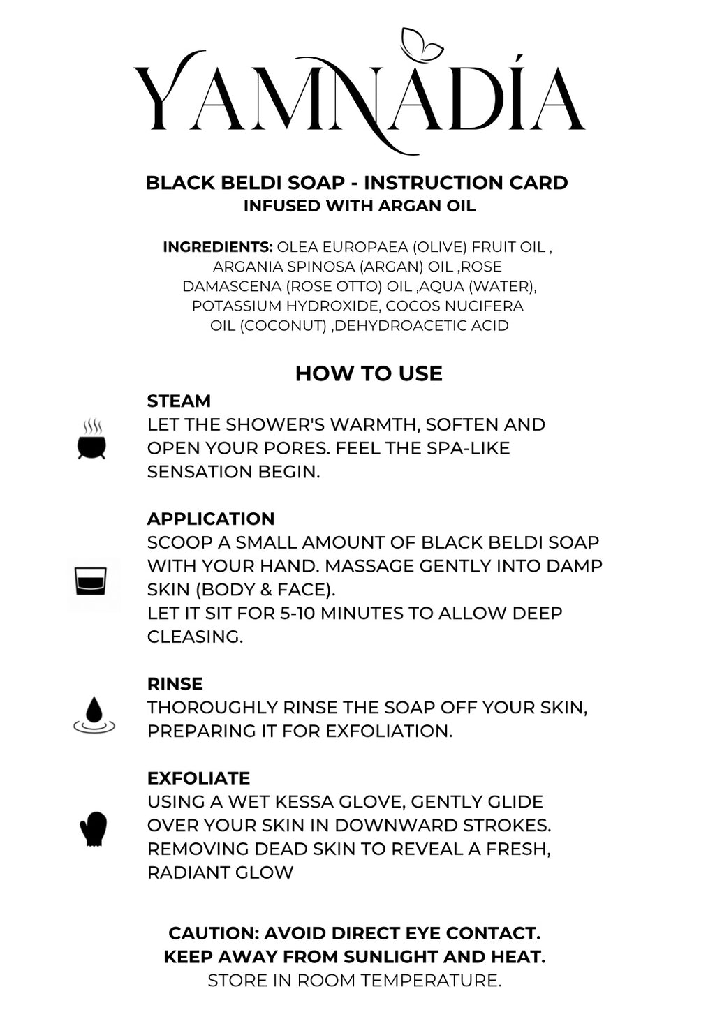 YAMNADÍA - 80ml Moroccan Black Soap infused with Argan oil