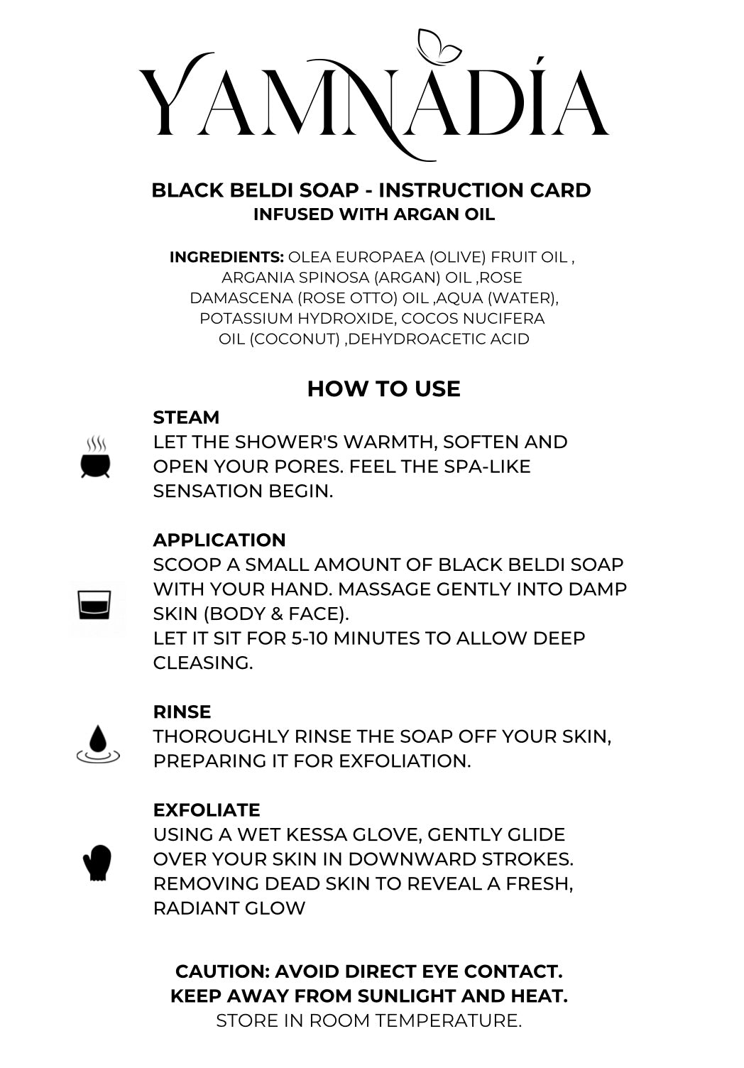 YAMNADÍA - 80ml Moroccan Black Soap infused with Argan oil