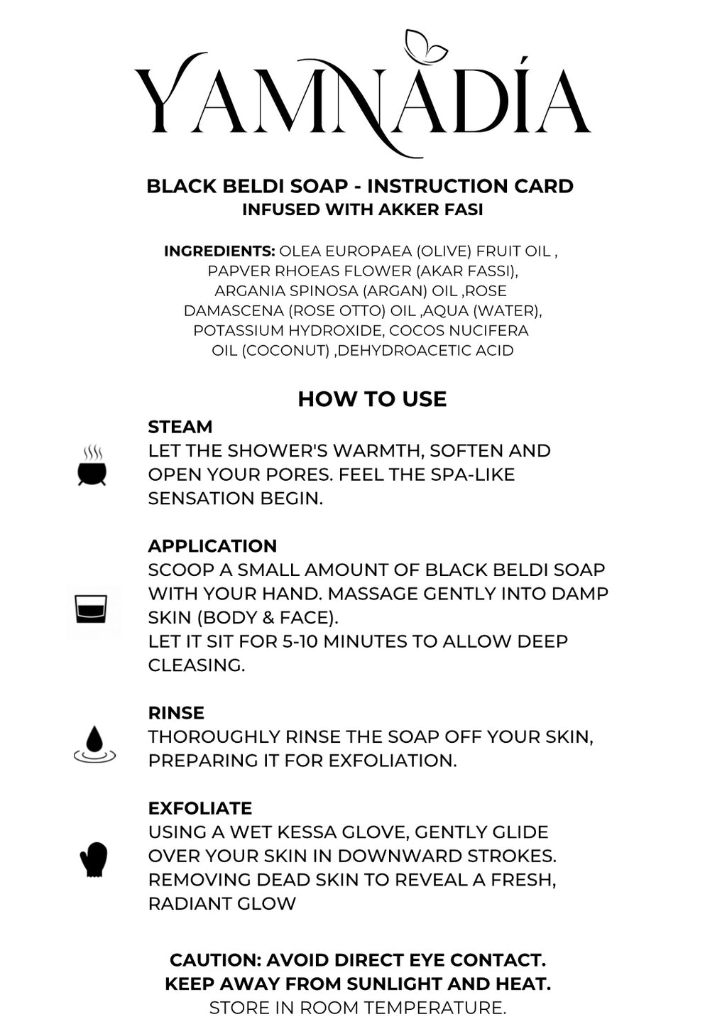 YAMNADÍA - 80ml Moroccan Black Soap infused with Akker Fasi