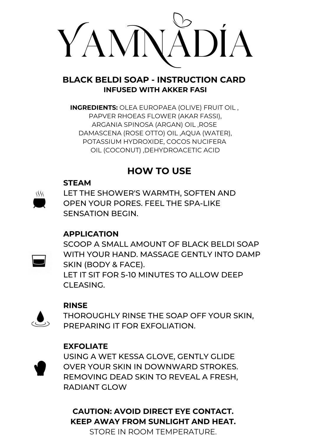 YAMNADÍA - 80ml Moroccan Black Soap infused with Akker Fasi