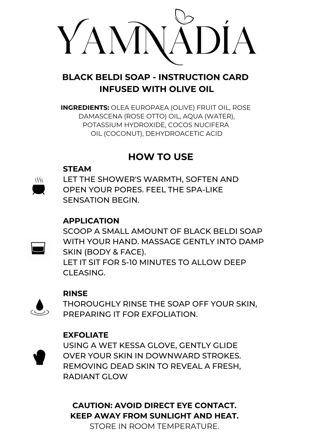 YAMNADÍA - 160ml Moroccan Black Soap infused with Olive oil
