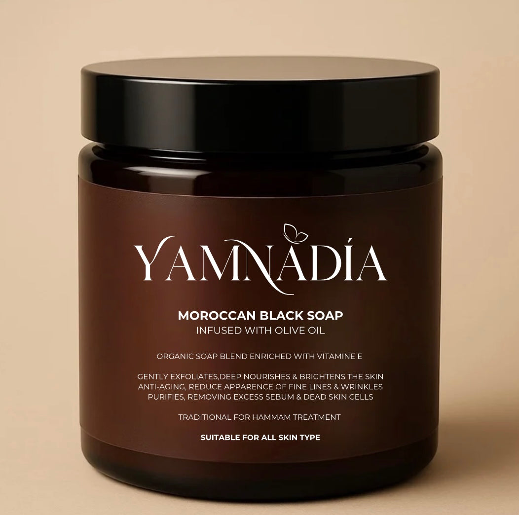 YAMNADÍA - 80ml Moroccan Black Soap infused with Olive oil