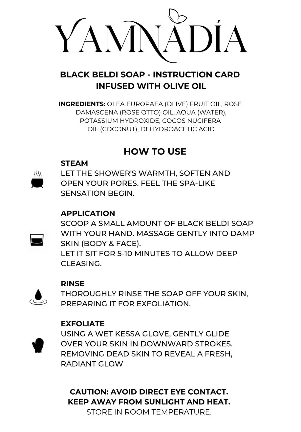YAMNADÍA - 80ml Moroccan Black Soap infused with Olive oil