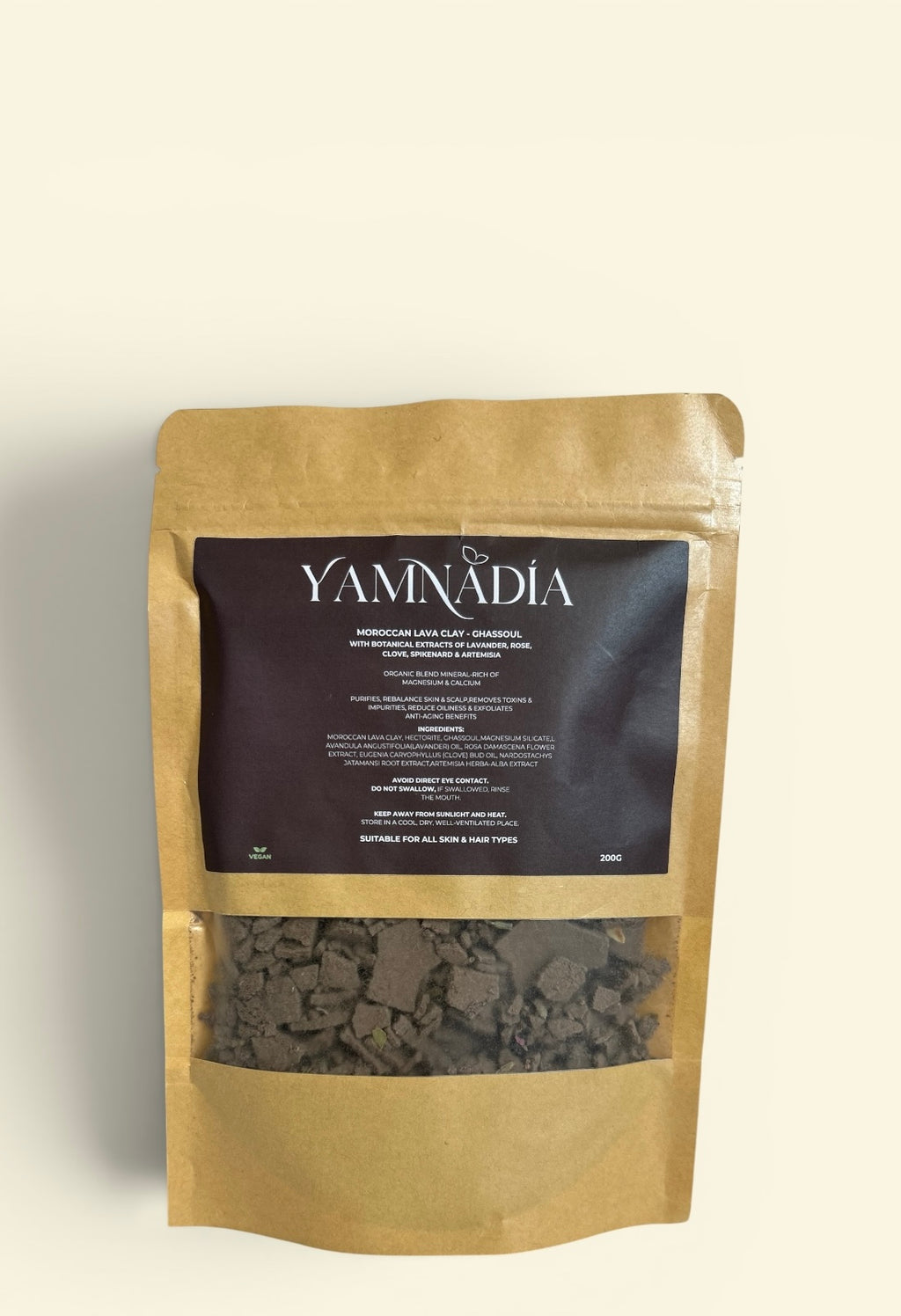 YAMNADÍA - 220g Moroccan Clay Masque Ghassoul Infused